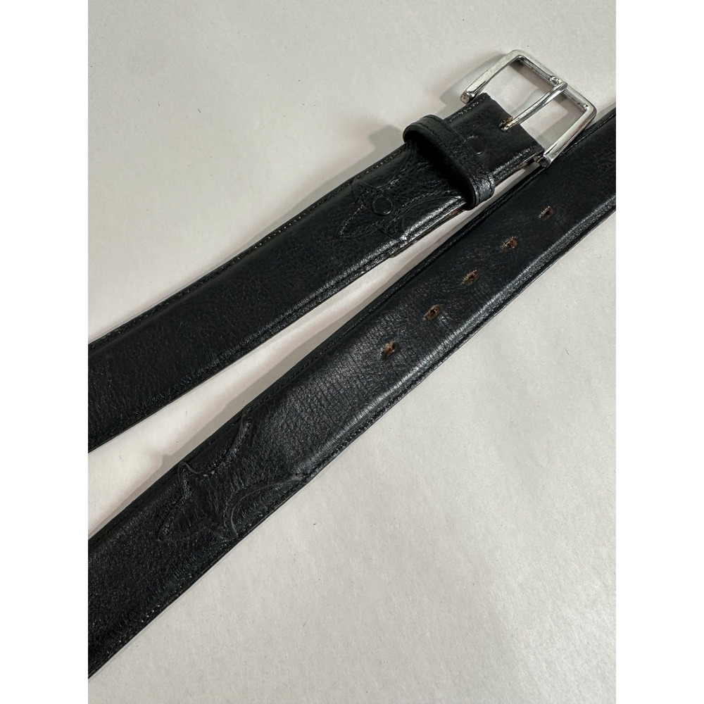 Nocona Genuine Kangaroo Leather Vintage Mens Sz 46 Exotic Black Silver Western